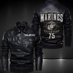 Personalized Leather Jacket U.S Marines 75