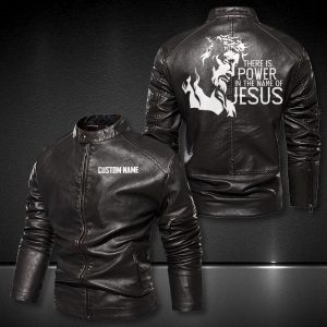 Personalized Leather Jacket There Is Power In The Name Of Jesus