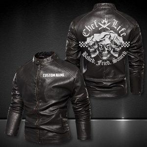 Personalized Leather Jacket Skull Chef Life