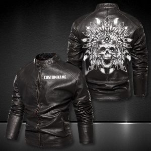 Personalized Leather Jacket Skull Native