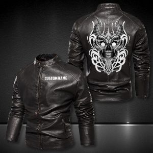 Personalized Leather Jacket Hellfire Devil Skull