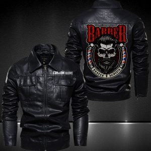 Personalized Lapel Leather Jacket Lost Angeles Babber Skull