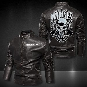 Personalized Leather Jacket Marines Pride Death Before Dishonor Skull