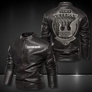 Personalized Leather Jacket American Veteran Pride