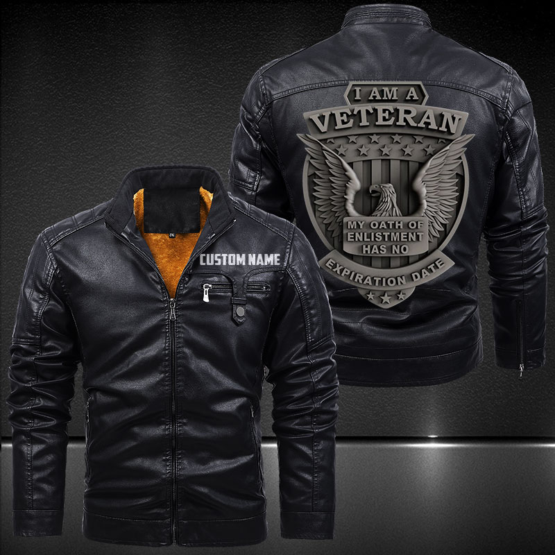 Zip Pocket Motorcycle Leather Jacket American Veteran Pride – Vetigoti