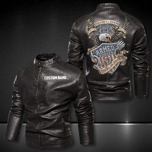 Personalized Leather Jacket Armed Forces Strong And Free