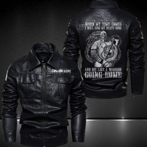 Personalized Lapel Leather Jacket Warrior's Death Song