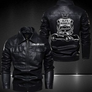 Personalized Lapel Leather Jacket Alfa Romeo Stradale