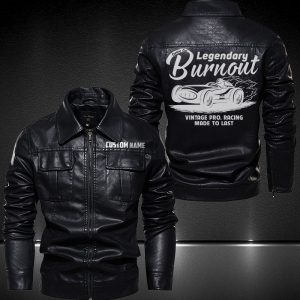 Personalized Lapel Leather Jacket Legendary Burnout