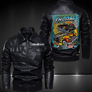 Personalized Lapel Leather Jacket America Racing Dream