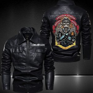 Personalized Lapel Leather Jacket Chopper Rebels Biker Worker And Beer In One