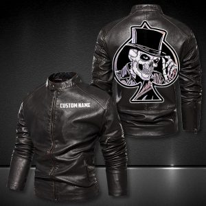 Personalized Leather Jacket Gamble Club Skull