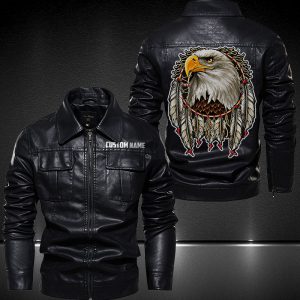 Personalized Lapel Leather Jacket The Native Eagle