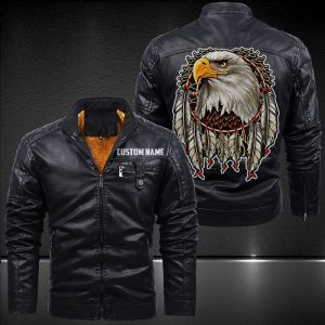 Zip Pocket Motorcycle Leather Jacket The Native Eagle