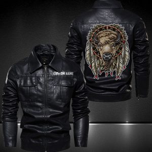 Personalized Lapel Leather Jacket The Native Bull