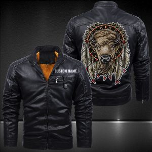 Zip Pocket Motorcycle Leather Jacket The Native Bull
