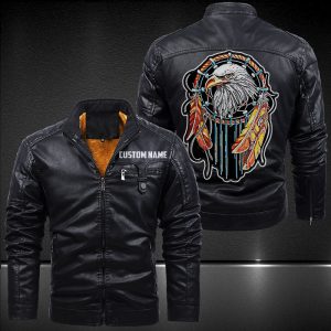 Zip Pocket Motorcycle Leather Jacket The Native Eagle