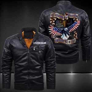 Zip Pocket Motorcycle Leather Jacket I Bring Freedom Veteran