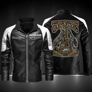 Personalized Leather Jacket American Carpenter Skeleton
