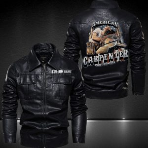 Personalized Lapel Leather Jacket American Carpenter
