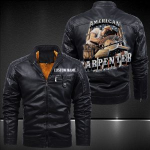 Zip Pocket Motorcycle Leather Jacket American Carpenter
