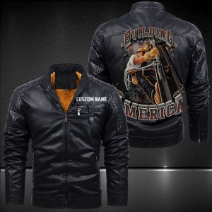 Zip Pocket Motorcycle Leather Jacket Building America