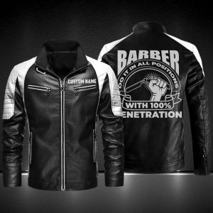 Personalized Leather Jacket Barber Do It In All Position With 100% Penetration Motorcycle