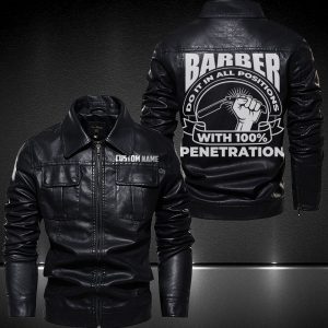 Personalized Lapel Leather Jacket Barber Do It In All Position With 100% Penetration Motorcycle