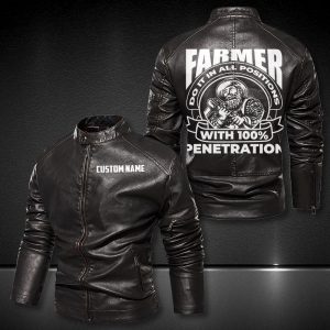 Personalized Leather Jacket Farmer Do It In All Position With 100% Penetration Motorcycle