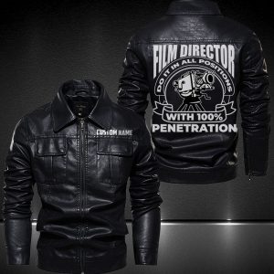 Personalized Lapel Leather Jacket Film Director Do It In All Position With 100% Penetration Motorcycle