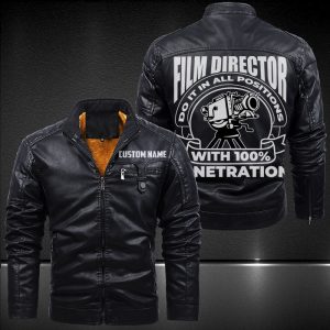 Zip Pocket Motorcycle Leather Jacket Film Director Do It In All Position With 100% Penetration Motorcycle