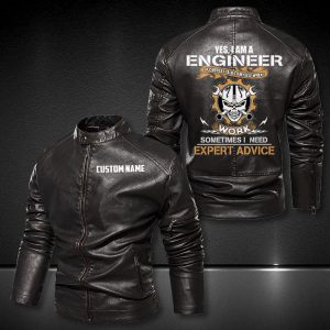 Personalized Leather Jacket Yes, I'm An Engineer Skull Motorcycle