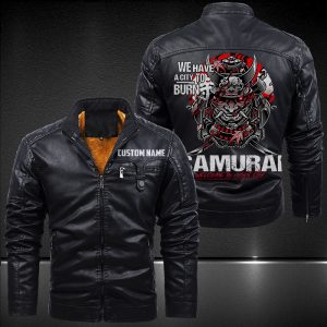 Zip Pocket Motorcycle Leather Jacket We Have A City To Burn Samurai Cyberpunk 2077 Motorcycle Leather Jacket, Plus Size