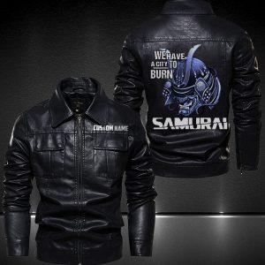 Personalized Lapel Leather Jacket We Have A City To Burn Motorcycle