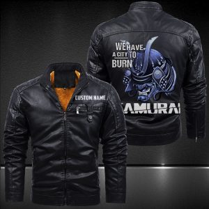 Zip Pocket Motorcycle Leather Jacket We Have A City To Burn Motorcycle