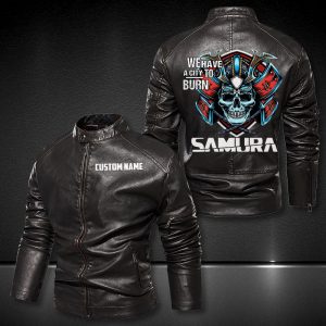 Personalized Leather Jacket We Have A City To Burn Samurai Cyberpunk 2077 Motorcycle Leather Jacket, Plus Size