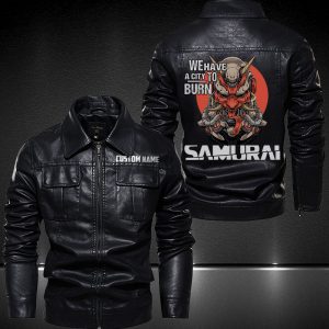 Personalized Lapel Leather Jacket We Have A City To Burn Samurai Cyberpunk 2077 Motorcycle Leather Jacket, Plus Size