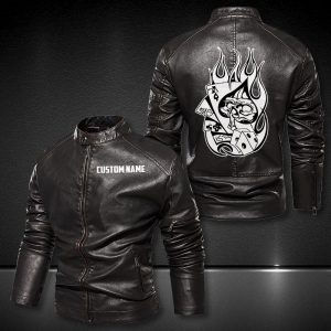 Personalized Leather Jacket Gambling Of Death Motorcycle Rider