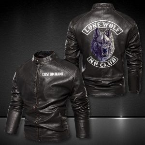 Personalized Leather Jacket Lone Wolf No Club Motorcycle Rider