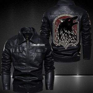 Personalized Lapel Leather Jacket Mythology Norse Monster Motorcycle Rider