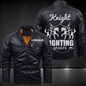 Zip Pocket Motorcycle Leather Jacket Knight Fighting Sport Motorcycle Rider