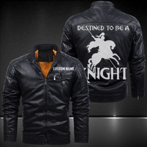 Zip Pocket Motorcycle Leather Jacket Destinied To Be A Knight Motorcycle Rider