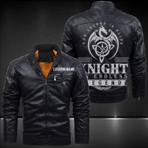 Zip Pocket Motorcycle Leather Jacket An Endless Legend Dragon Knight Motorcycle Rider