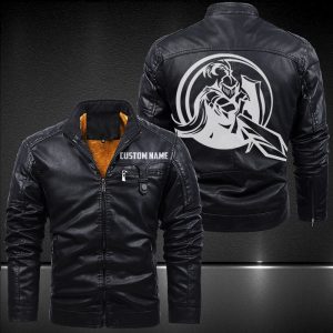 Zip Pocket Motorcycle Leather Jacket Western Mercenary Knight Motorcycle Rider