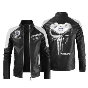 Custom Name Punisher Skull AB Volvo Leather Jacket, Warm Jacket, Winter Outer Wear