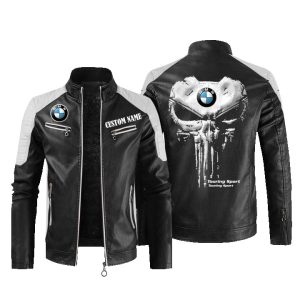 Custom Name Punisher Skull BMW Leather Jacket, Warm Jacket, Winter Outer Wear