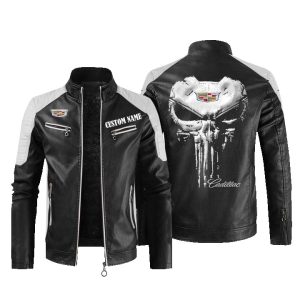 Custom Name Punisher Skull Cadillac Leather Jacket, Warm Jacket, Winter Outer Wear
