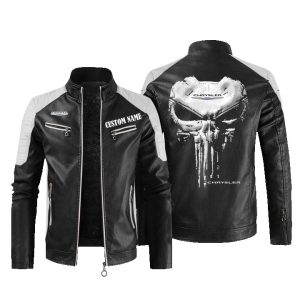 Custom Name Punisher Skull Chrysler Leather Jacket, Warm Jacket, Winter Outer Wear