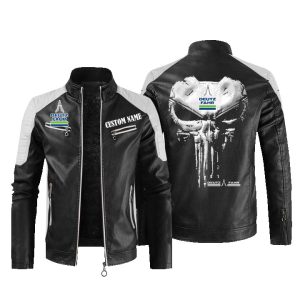 Custom Name Punisher Skull Deutz Fahr Leather Jacket, Warm Jacket, Winter Outer Wear