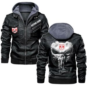 Custom Name Punisher Skull Dodge Challenger Leather Jacket, Warm Jacket, Winter Outer Wear